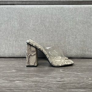 Faux Snake Print Square Toe Mules, Public Desire US 7 UK 5